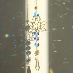 Lotus Flower Crystal Sun Catcher Wind Chime for Decor
