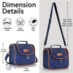 Stylish Insulated Lunch Bag with Hook & Loop Fastener Zipper & Shoulder Strap
