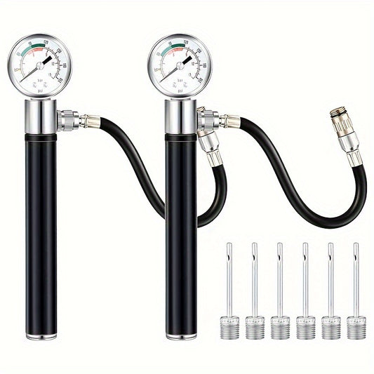 Ball Pump with Pressure Gauge & Needles for Sports Balls