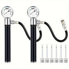 Ball Pump with Pressure Gauge & Needles for Sports Balls