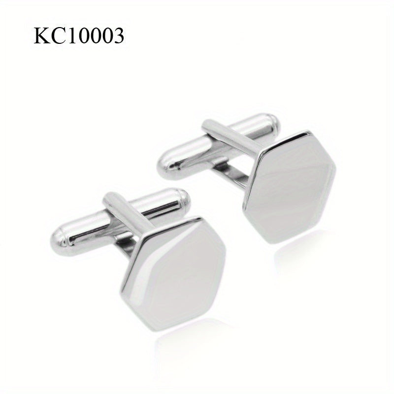 925 Sterling Silver Hexagon Cufflinks Shirt Cufflinks Versatile Accessories