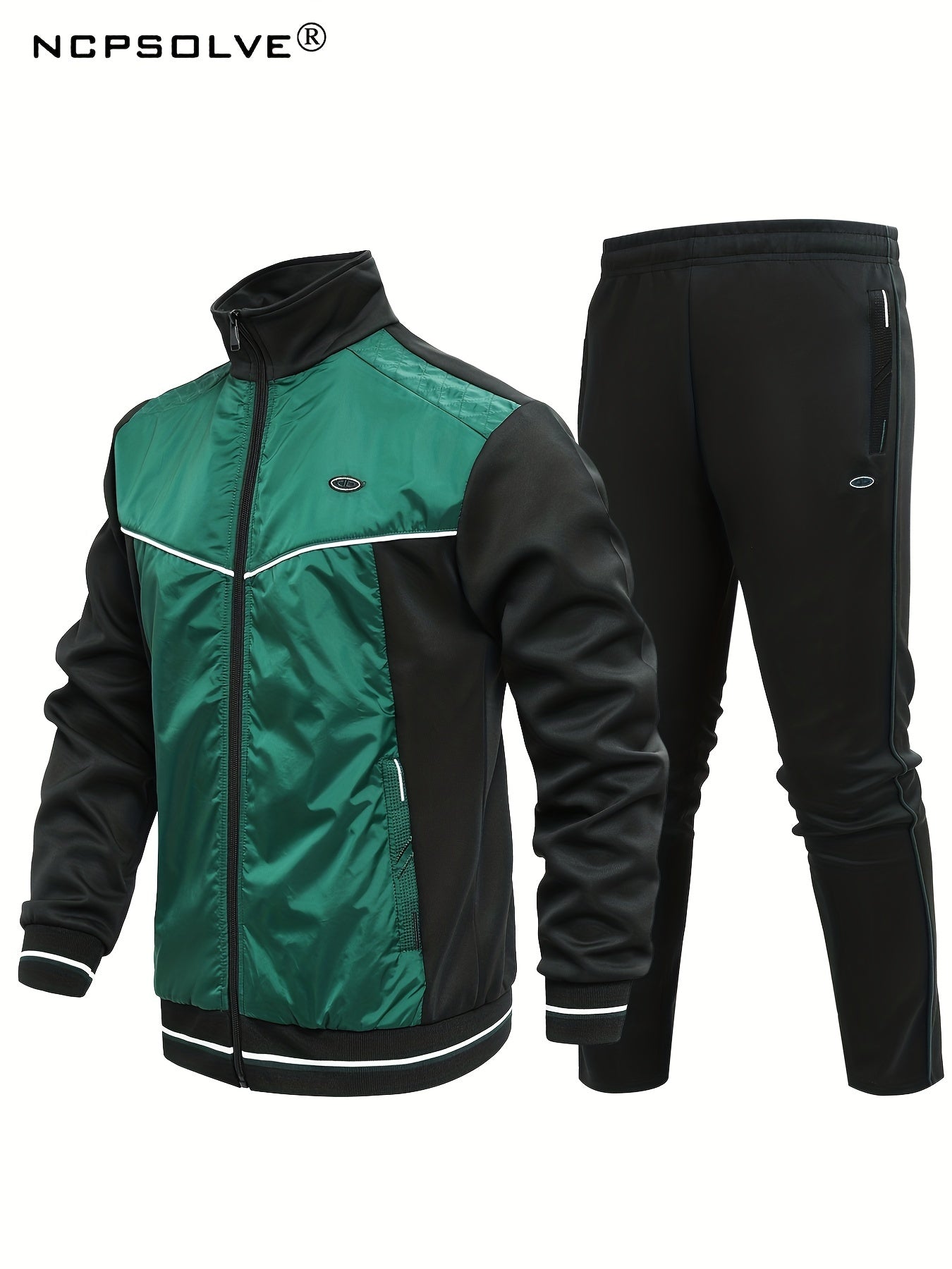 Men's Stand Collar Sports Jacket & Comfy Pants Set for Fall Winter