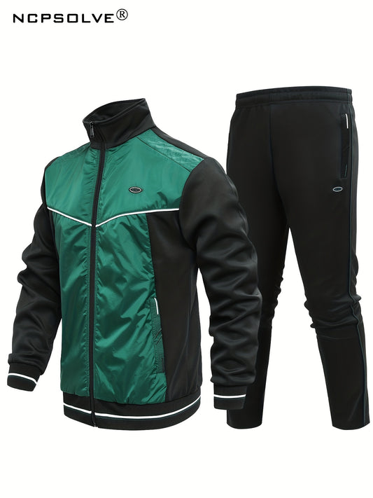 Men's Stand Collar Sports Jacket & Comfy Pants Set for Fall Winter