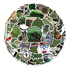 50pcs Cartoon Military Equipment Graffiti Stickers for Laptop Trunk