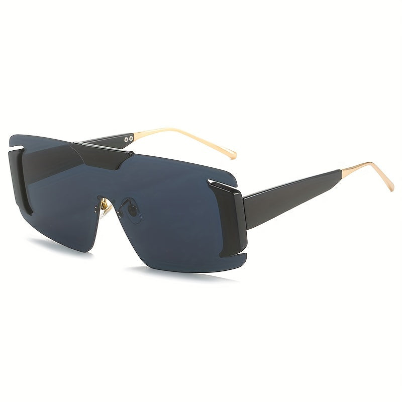 Y2K Oversized Sunglasses Semi Rimless Shield UV400 Sun Shades