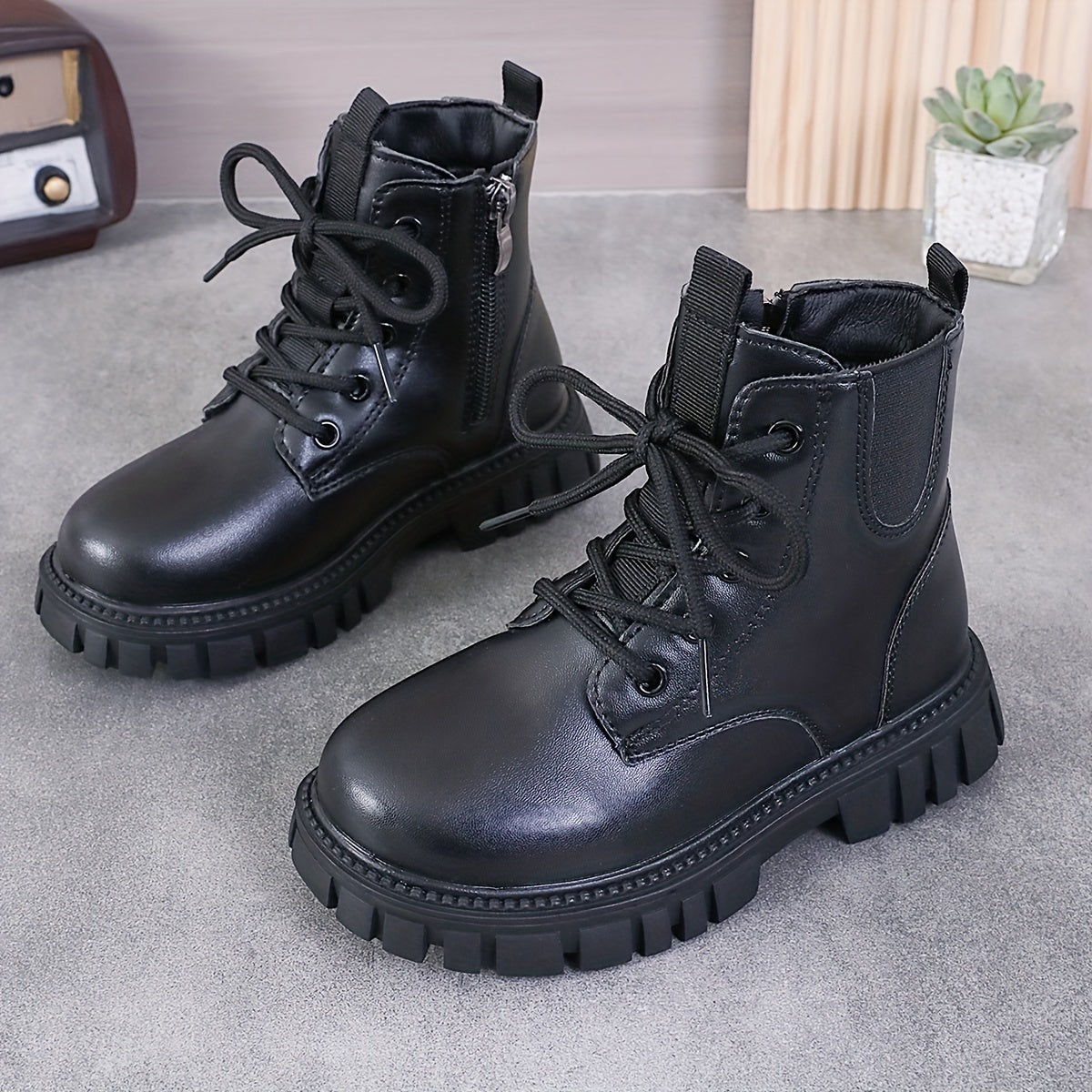 Girls' Warm Fleece Boots with Zipper for Autumn/Winter