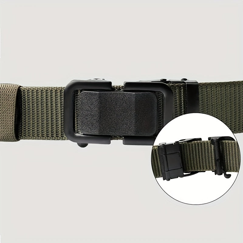 Men's Canvas Belt with Automatic Buckle for Outdoor Work