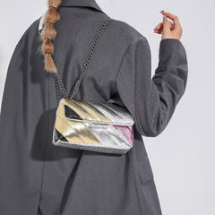 Metallic Rainbow Crossbody Bag Chain Shoulder Purse