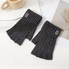 Alpaca Warm Half Finger Gloves Plus Velvet Surface for Autumn/Winter