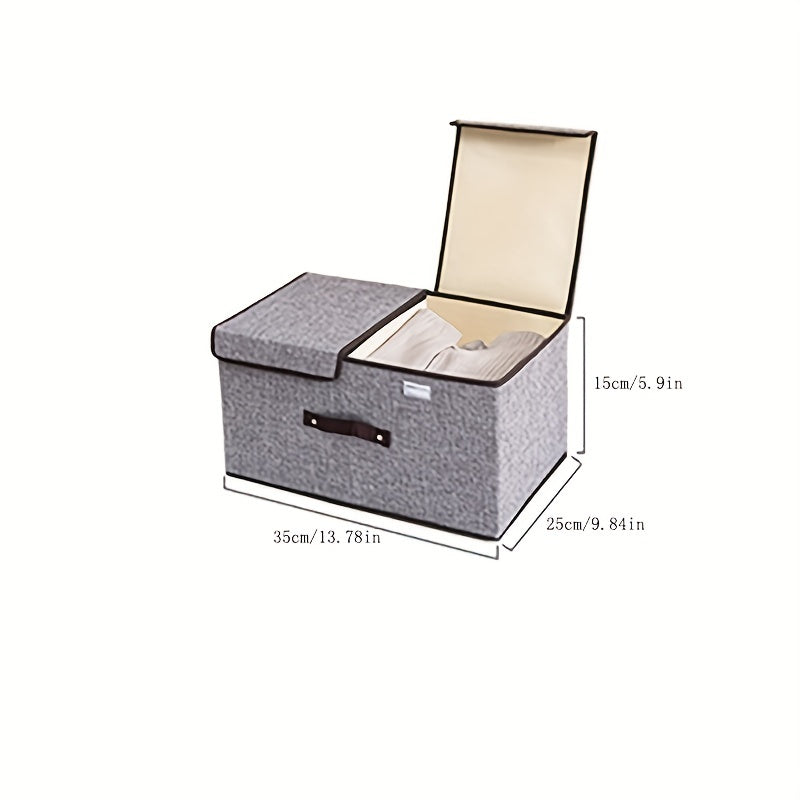 Cotton Linen Foldable Storage Box Double Cover 35 25 13 8 9in