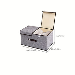 Cotton Linen Foldable Storage Box Double Cover 35 25 13 8 9in