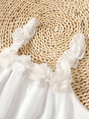 Baby Girls Flower Suspenders Sleeveless Dress & Headband 2pcs Set