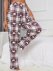 Plaid Print Lounge Bottoms Elastic Waist Lounge Pants Women's Sleepwear