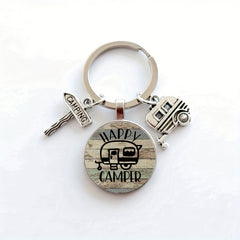 Camping Car Keychain I Love Camping Trailer Sign Tag Holiday Memorial Gift Men