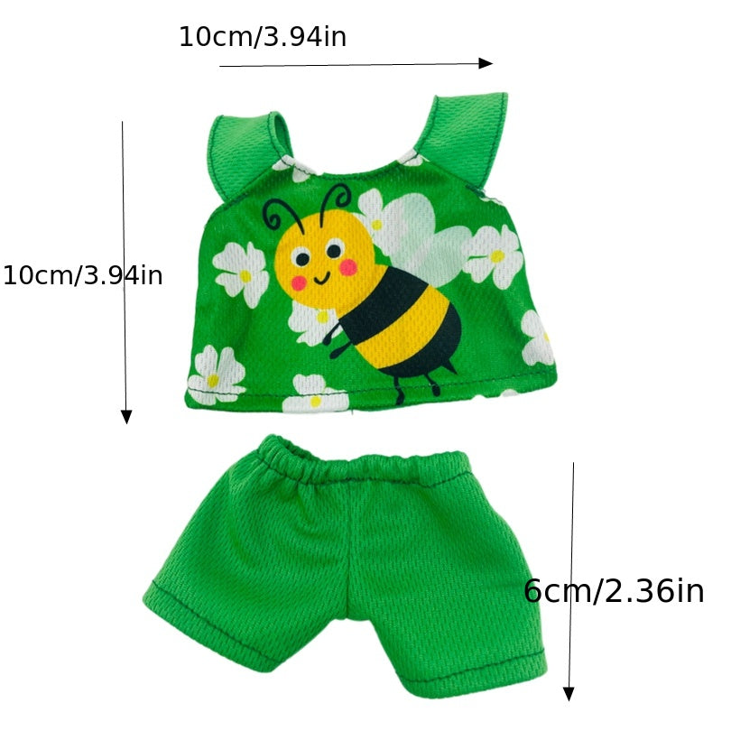 Bee Pattern Tops and Pants Doll Clothes Set for Alive Dolls