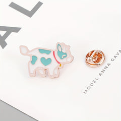 Pink Cow Brooch Metal Lapel Pin Accessories Cartoon Jewelry