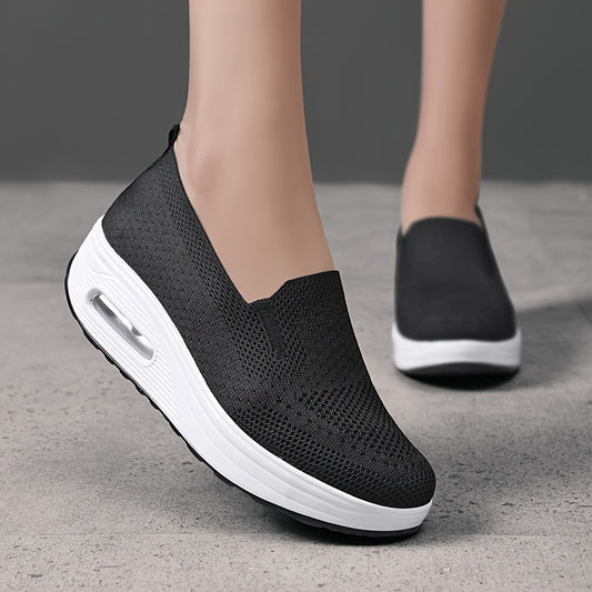 Women's Mesh Sneakers Casual Wedge Heel Shoes Lightweight Heightening Shoes