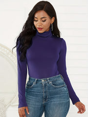 Mock Turtleneck Long Sleeve Bodysuit Women Sexy Lingerie Leotard