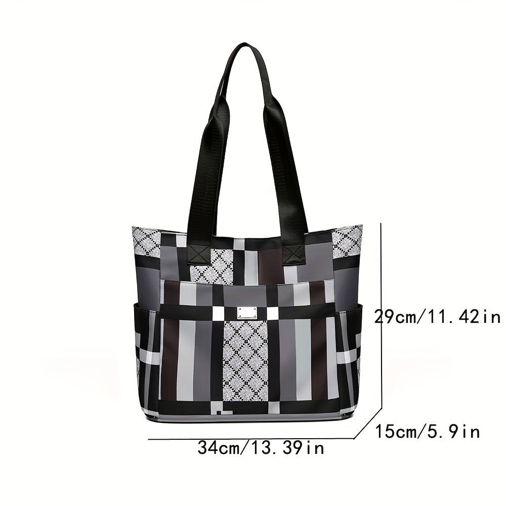 Geometric Tote Bag Large Capacity Lightweight Casual Shoulder Bag