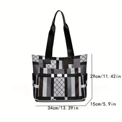 Geometric Tote Bag Large Capacity Lightweight Casual Shoulder Bag