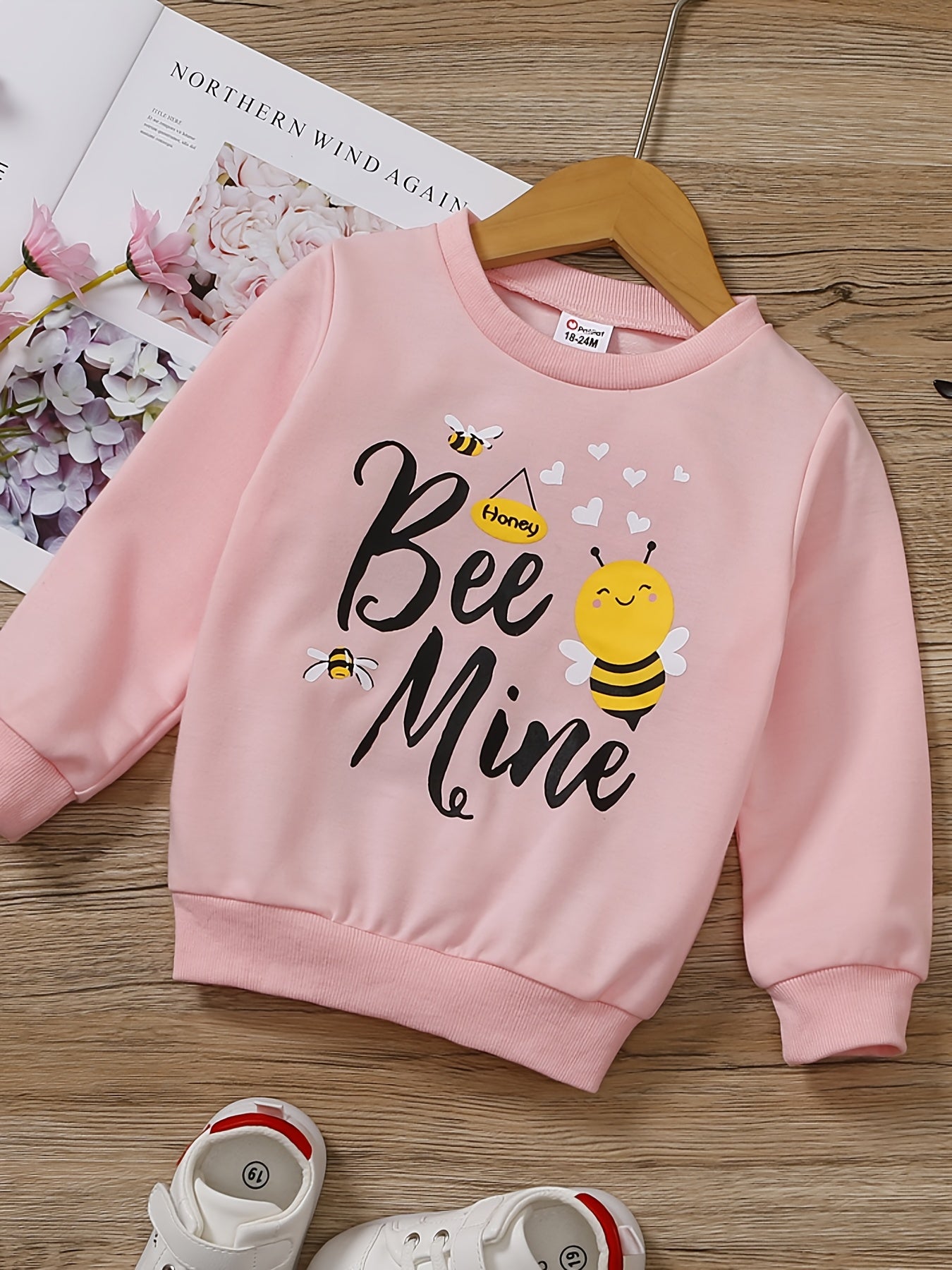 Girls Sweatshirt BEE MINE Graphic Long Sleeve Top Pullover Spring Fall