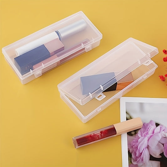 6pcs Plastic Storage Box Hinged Cover Transparent Container Beading Crafts