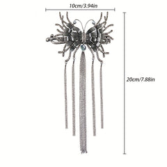 Crystal Butterfly Hair Claw with Chain Tassel Glitter Hair Claw