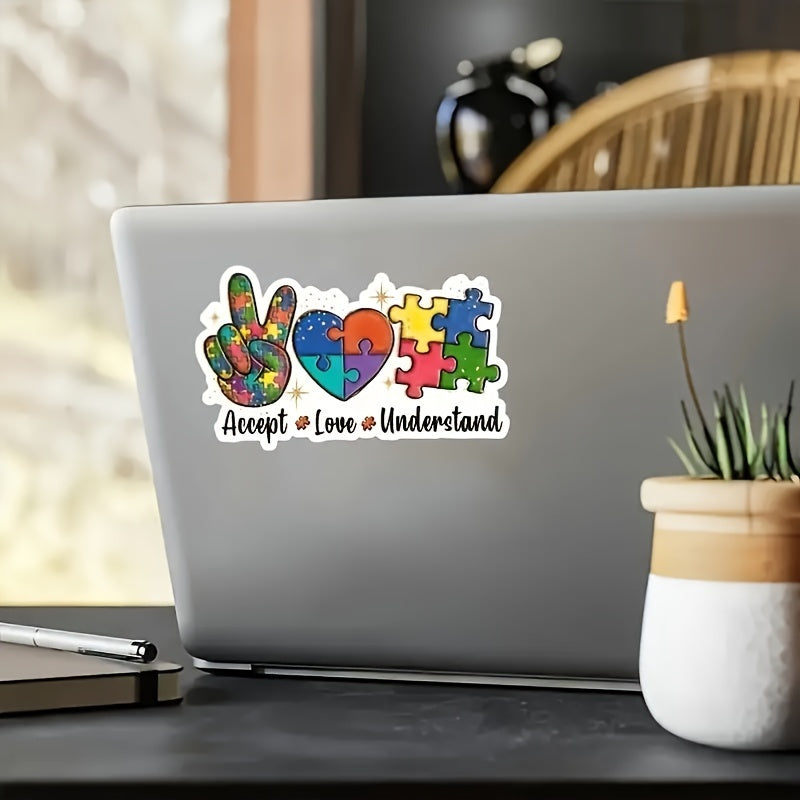 2pcs Autistic Acceptance Love Understanding Vinyl Stickers