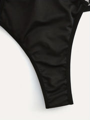  Sexy Brief Women's Plus Heart Print Cut Out Low Waisted Seamless Bikin