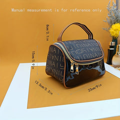Classic Letter Pattern Makeup Bag Zipper Cosmetic Toiletry Wash Bag