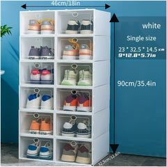 12pcs Clear Plastic Shoe Boxes Easy Assembly Dustproof Storage Box