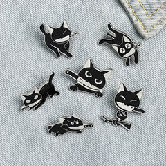 Mens Punk Cats Enamel Pins Brooches Lapel Badges Pin Jewelry