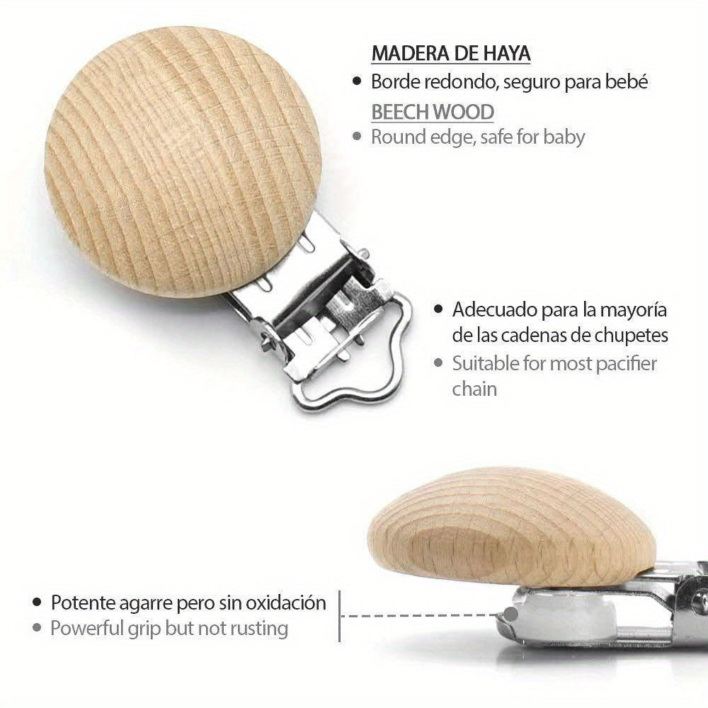 10pcs Non Toxic Wood Pacifier Clips Infant Pacifier Holder Accessories
