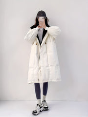 Over The Knee Long Puffer Coat Thickened Warm Winter Hooded Jacket