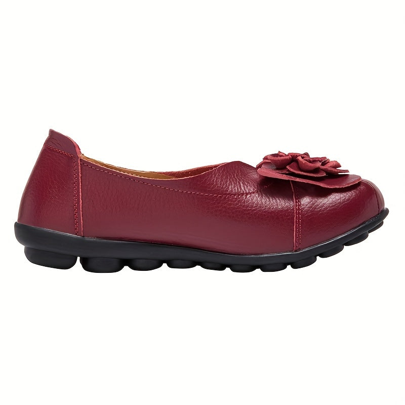 Women's Flower Flat Shoes Soft Sole Slip On Casual Non Slip Flats