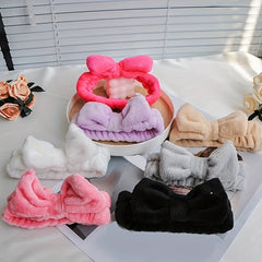 Colorful Bowknot Headband Elastic Hairband for Face Washing Spa