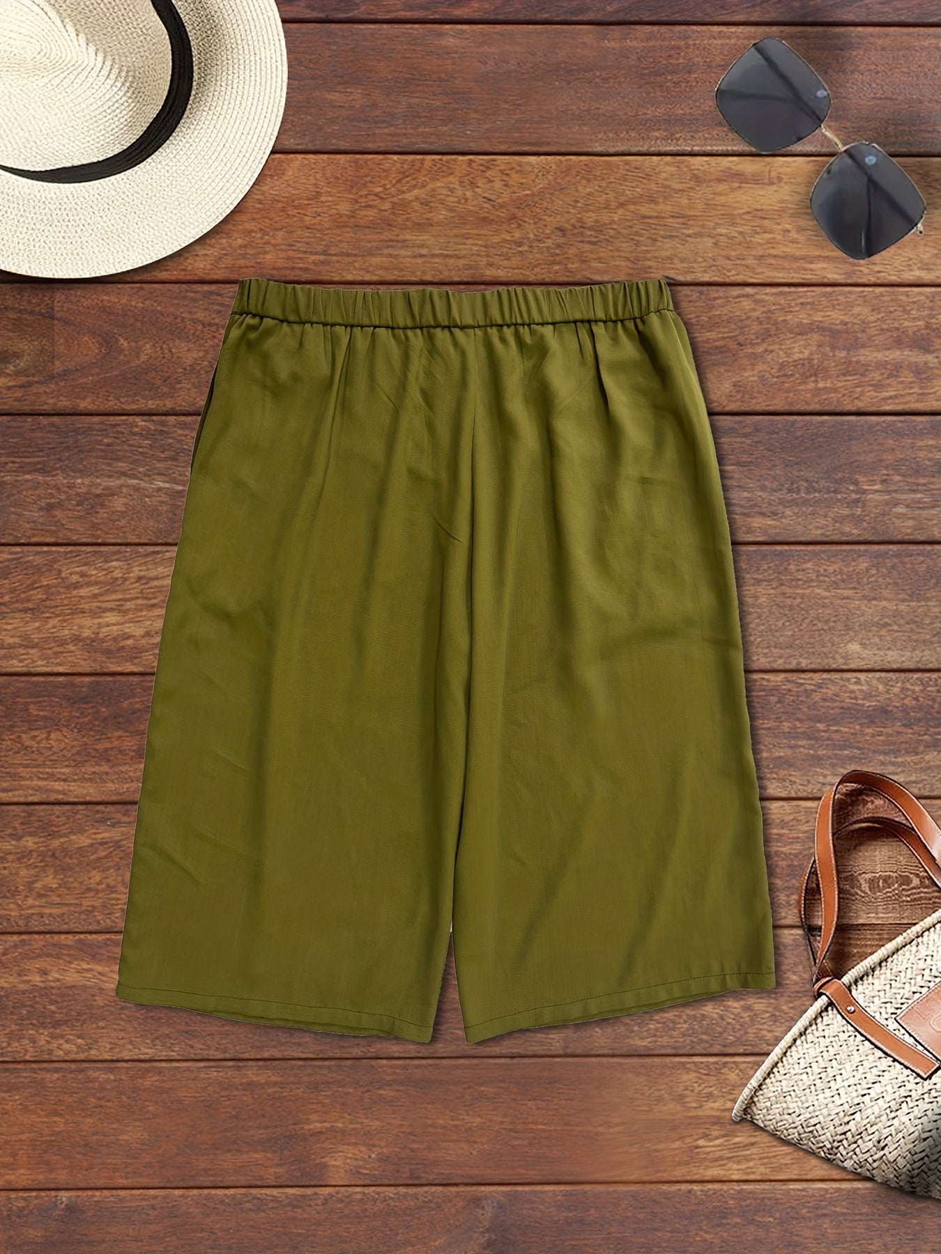  Women's Loose Wide Leg Button Fly High Waist Pants