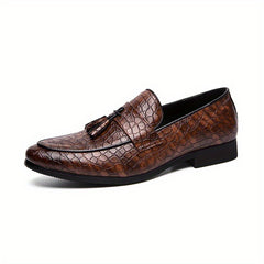 Men's Embossed Tassel Loafers Comfy Casual Shoes