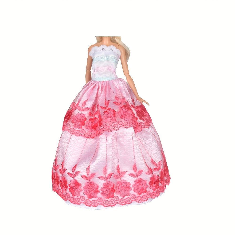 5pcs Doll Clothes & Party Dress Outfits 11.5in 28 Bodysuits Lace Floral Solid