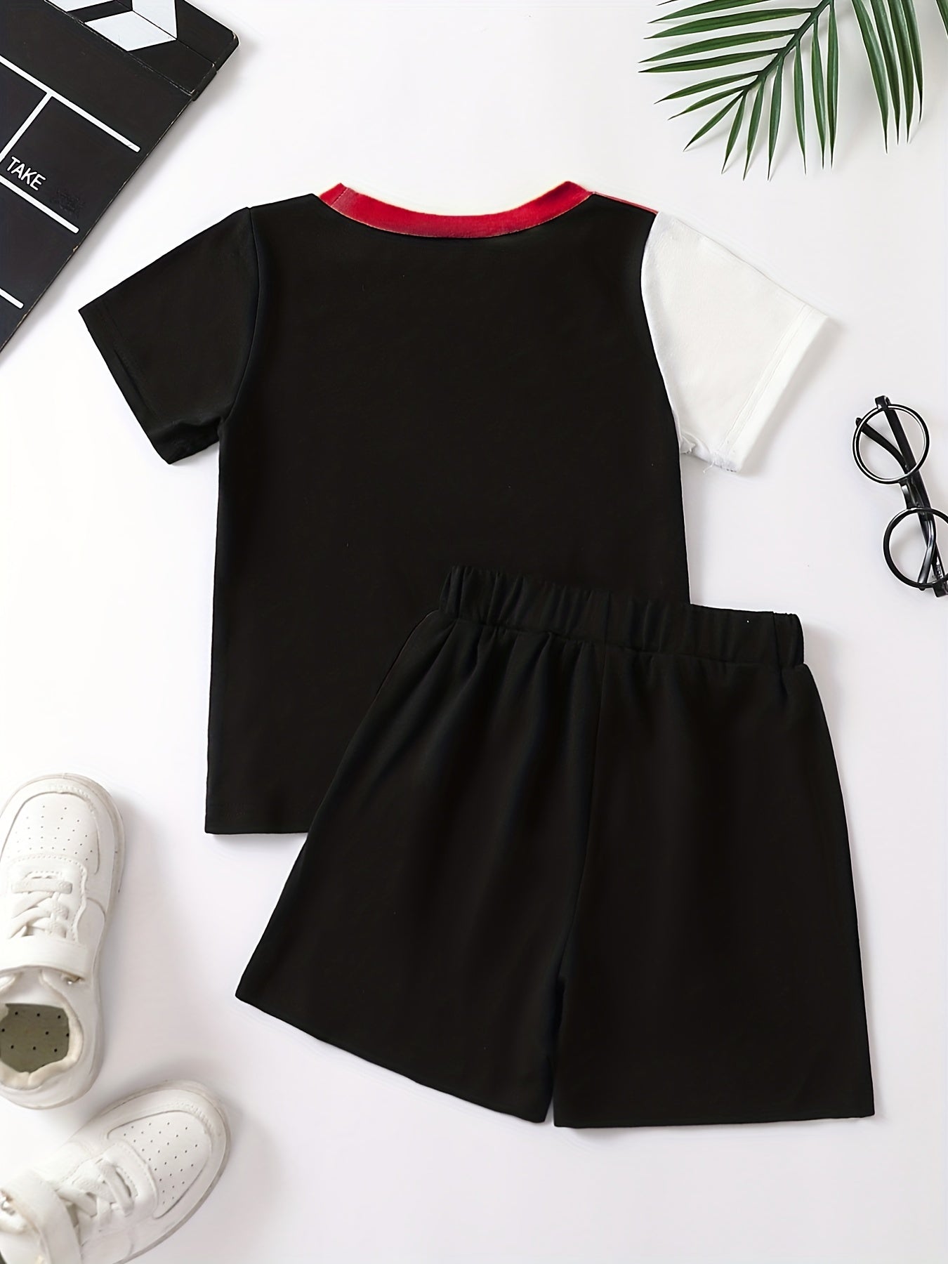 Boys Block Print 2pc Short Sleeve Top & Shorts Set