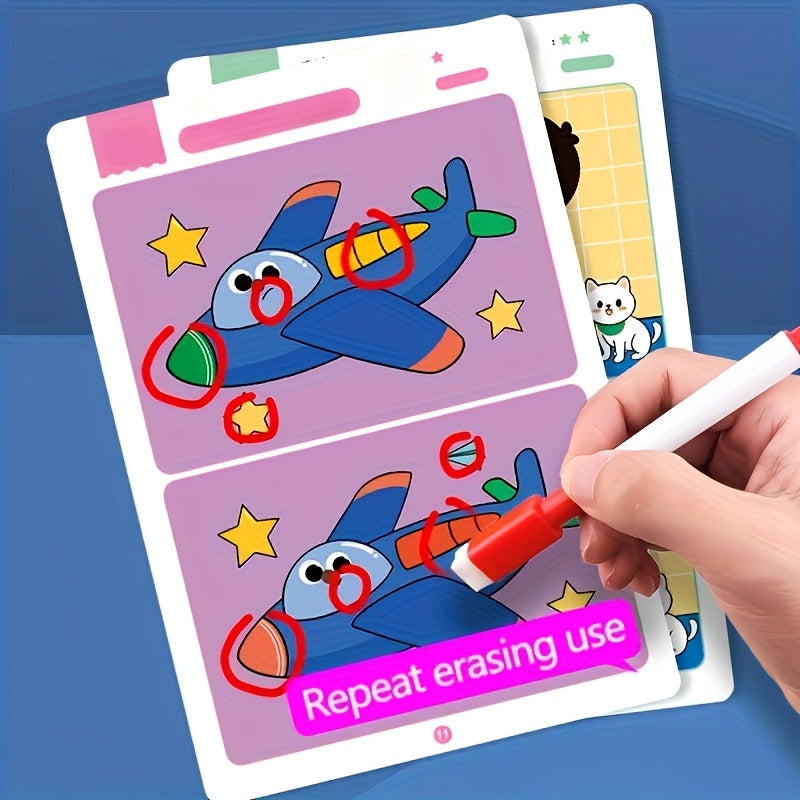 Spot The Difference Game Flashcards for Kids with Wipeable Board