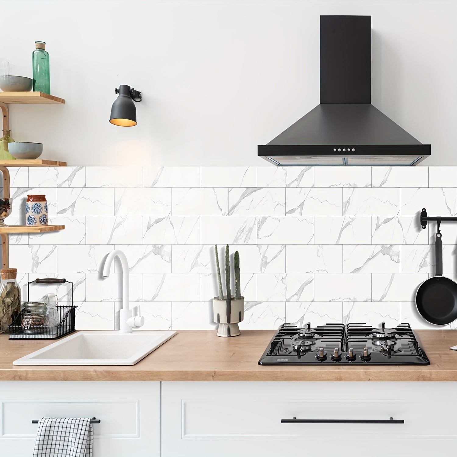 Marble Printed Kitchen Tile Stickers - Self-Adhesive Foam Tile Sticker