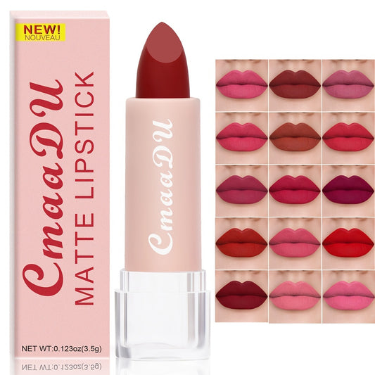 CmaaDu Lipstick 15 Lip Gloss Matte Moisturizing Waterproof Lip Stickers