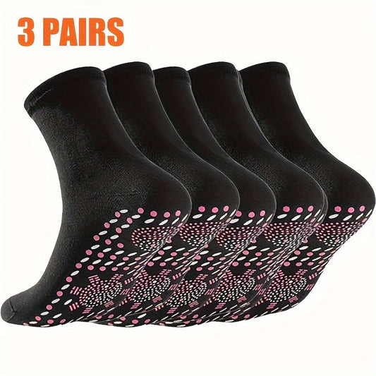 3 Pairs Washable Thermal Socks Massage Footbed Anti-odor One Size 35