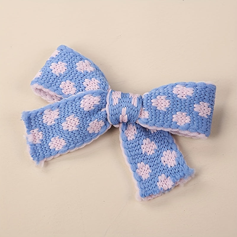 Kids Bow Hairpin Knitted Floral Baby Hair Hoop Soft Hairpin