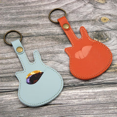 Guitar Shaped Keychain with Pick Case