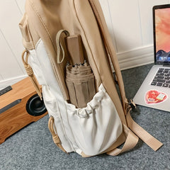 Large Capacity Preppy Backpack Nylon Lightweight School Campus Daypack