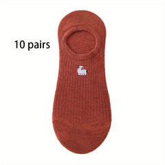 10 Pairs Cartoon Animal Socks Women's Ankle Stockings