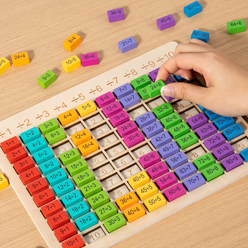 Wooden Math Practice Toy for Kids Educational Puzzle with Numbered Blocks