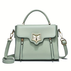 Square Handbag Turn Lock Flap Crossbody Bag